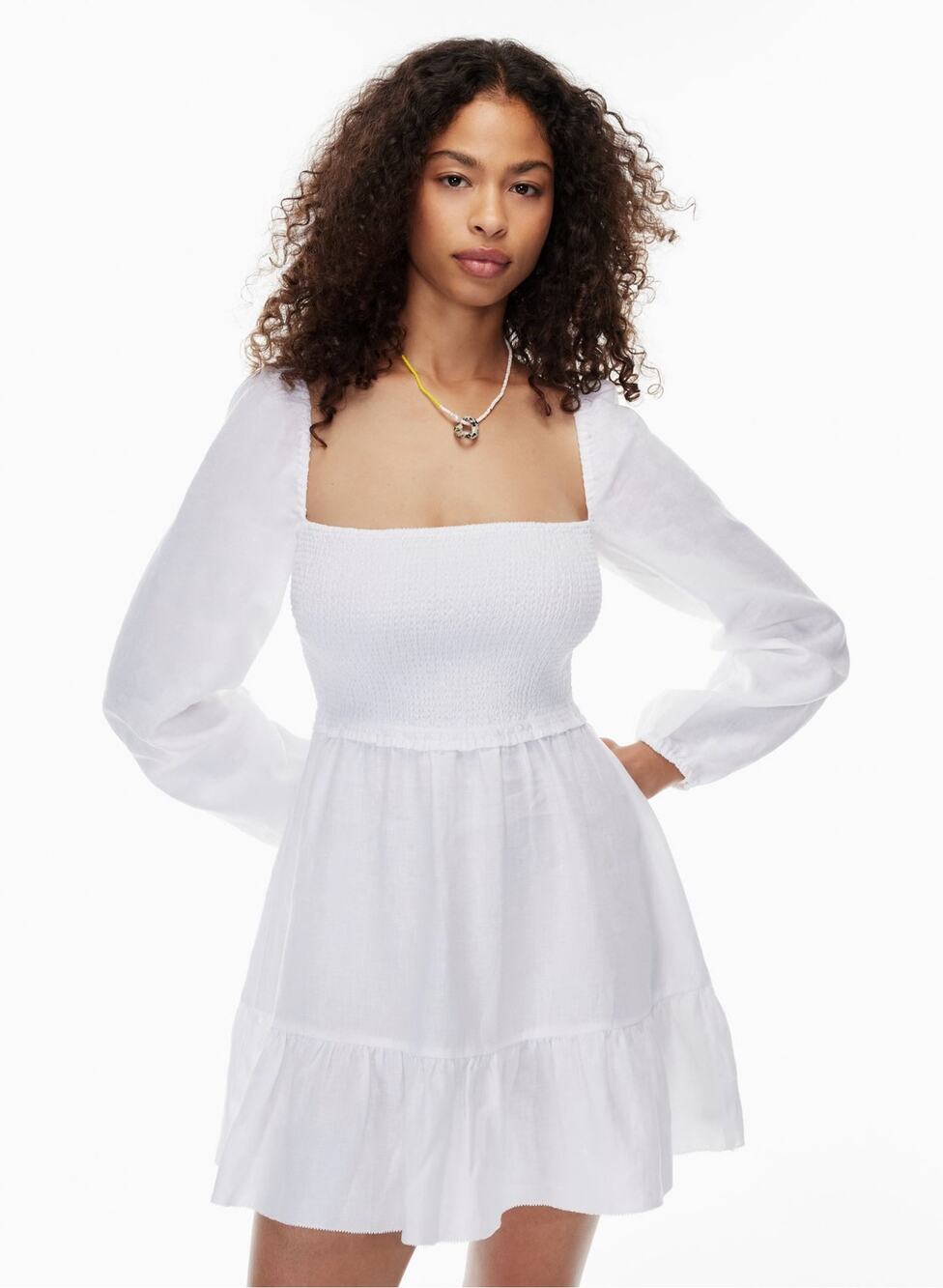 Aritzia Wilfred Tempest White Organic Linen Mini Dress Sz S